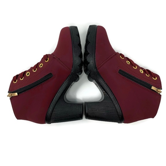 Burgundy Lace Up Ankle Booties Size 7 - Picture 7 of 8